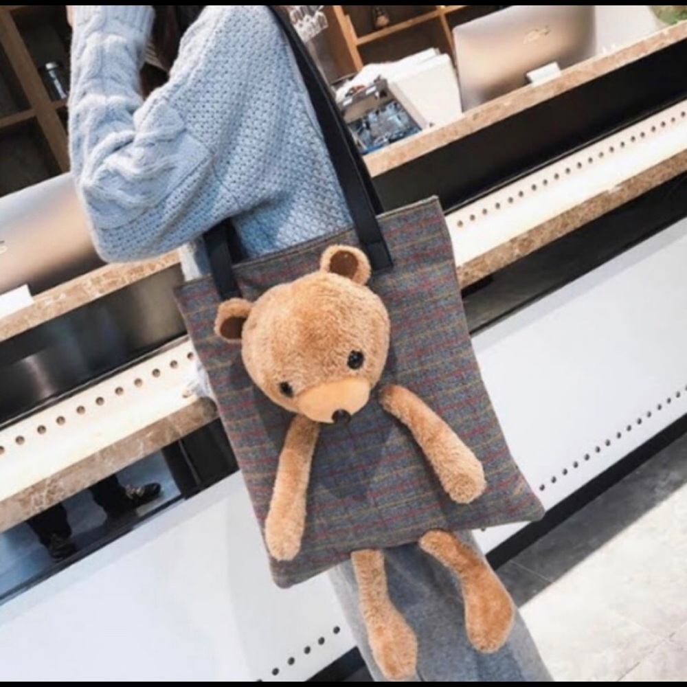 Teddy Bear Canvas Tote Bags - Picture 2 of 8
